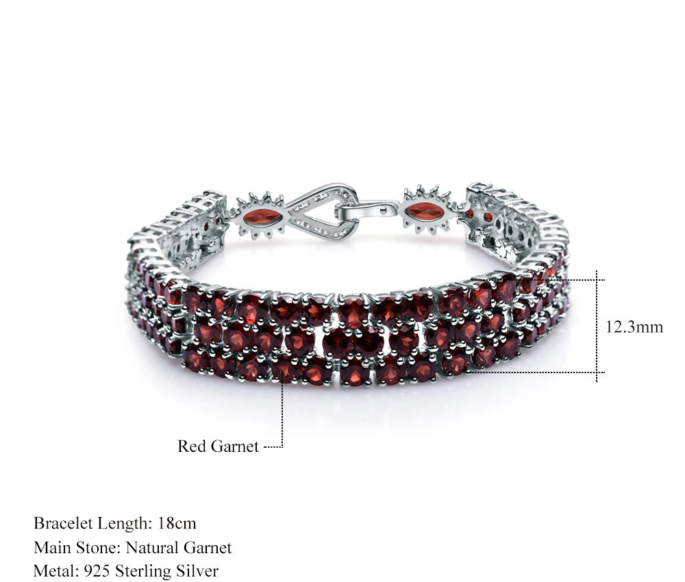 Vintage Style Ladies Bracelet with a choice of Red Garnet, Sky Blue Topaz or Rusian Emerald.