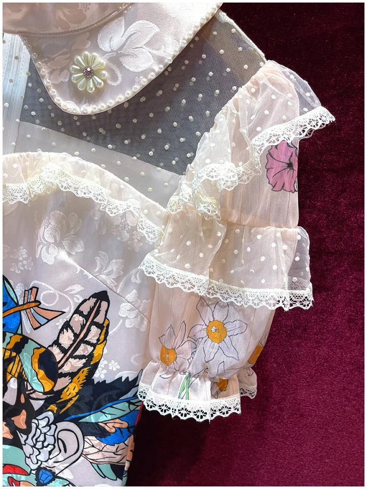 Bold Patterned French Retro Mini Dress with a Vintage Vibe.