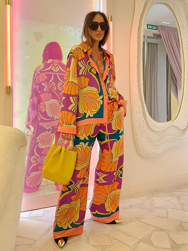 Ladies Printed Vintage Style Indoor and Outdoor Pajamas