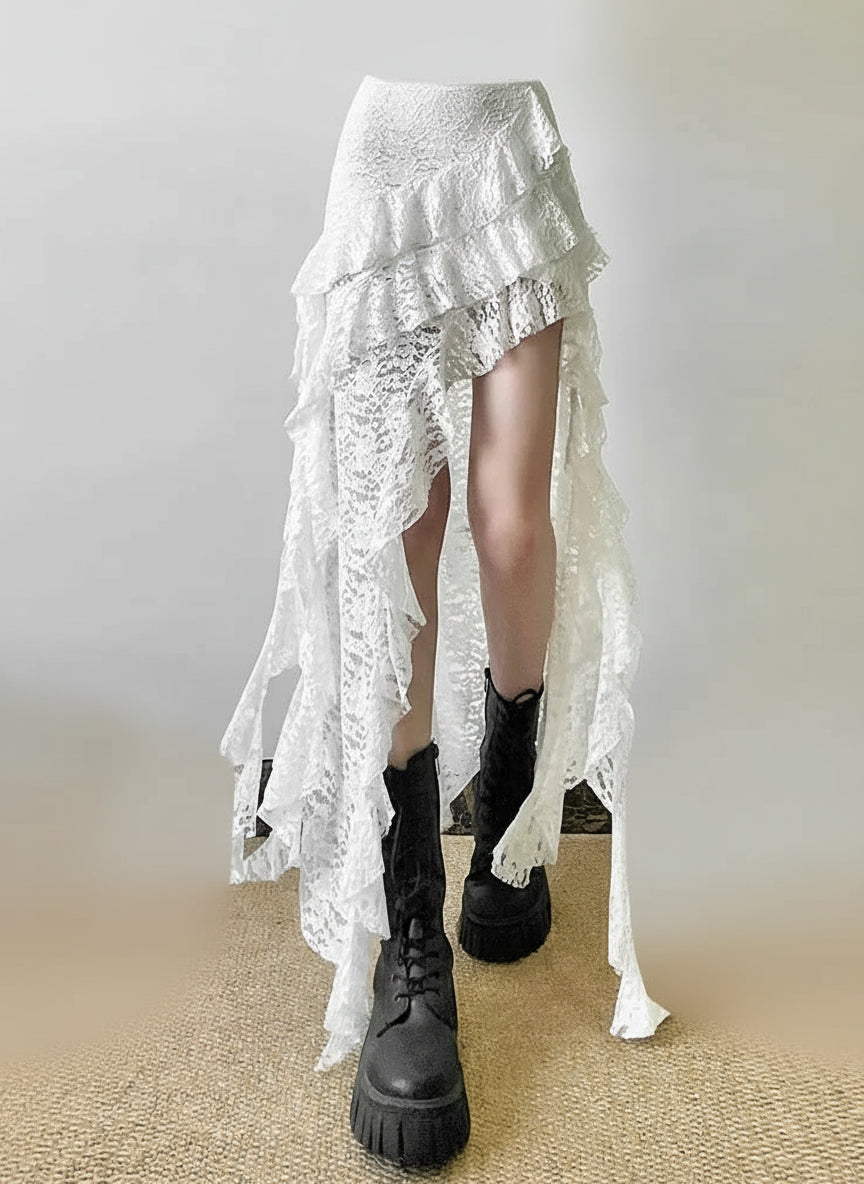 Multi Layered Ruffle Lace Skirt in Three Classic Colors
