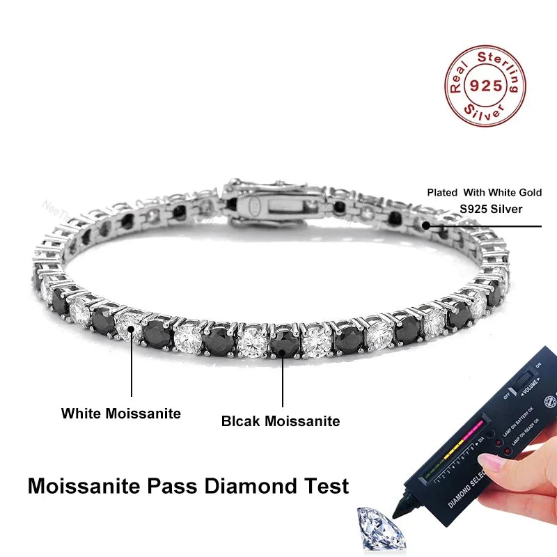 Black & White Moissanite Tennis Bracelet
