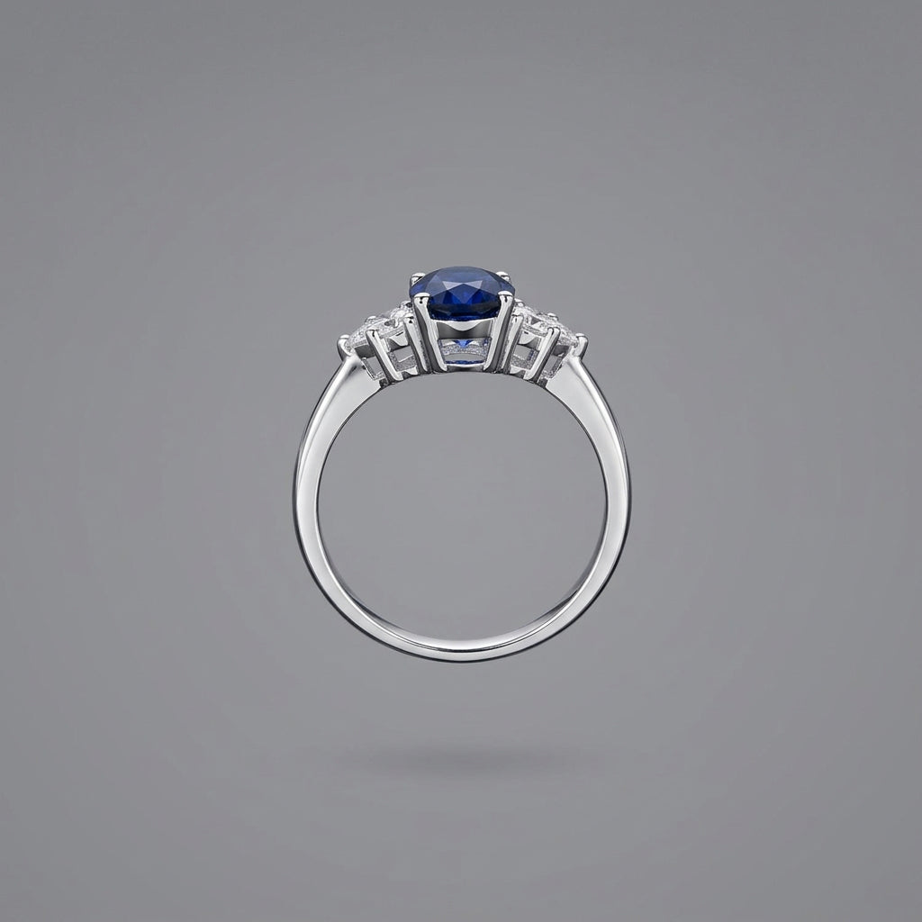 2 Carat Oval Blue Sapphire Ring