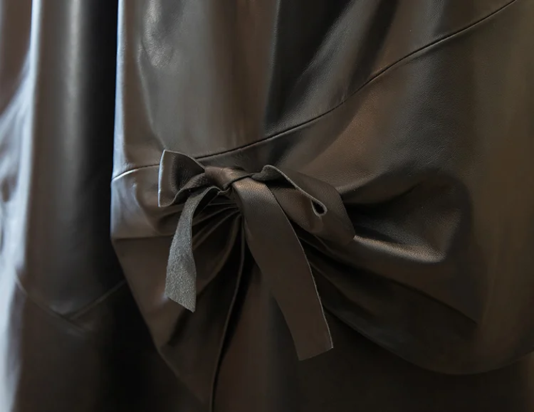 Bowknot Genuine Leather Skirt. Eclectic and Stylish.