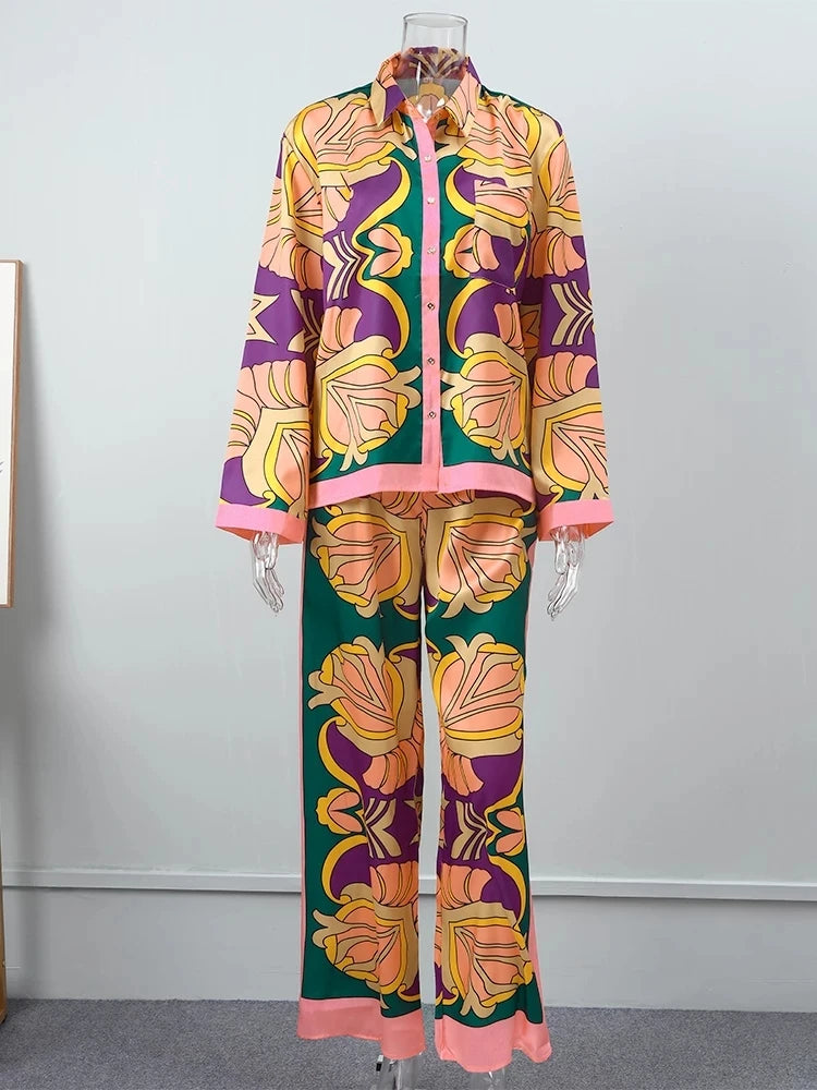 Ladies Printed Vintage Style Indoor and Outdoor Pajamas