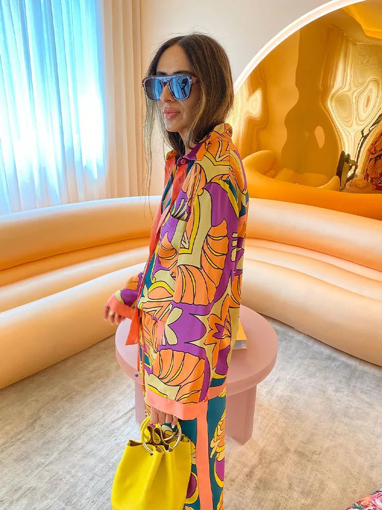 Ladies Printed Vintage Style Indoor and Outdoor Pajamas