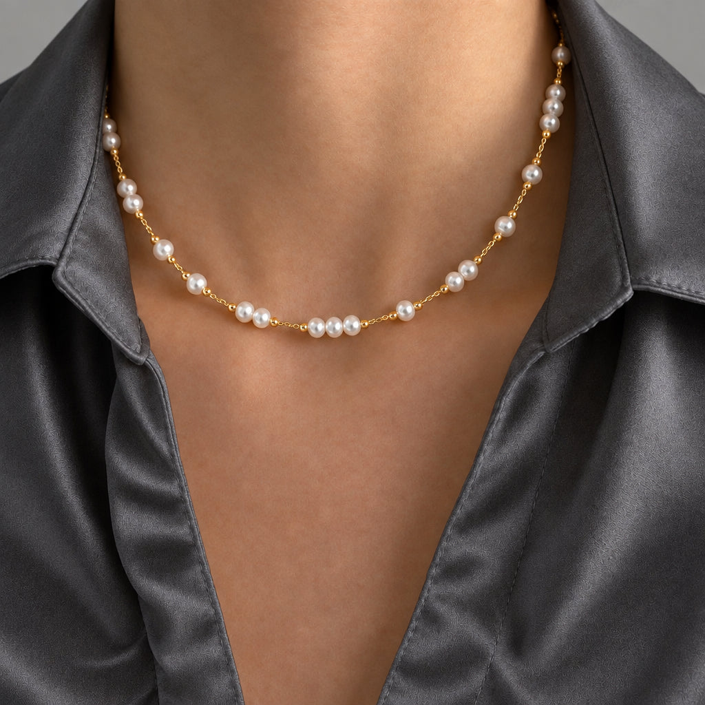 Timeless Elegance. Handmade Freshwater Pearl Necklace.
