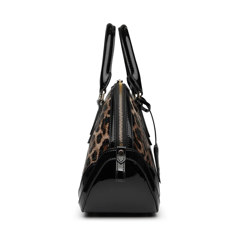 Designer Leopard Print Leather Tote Bag. Hard Outer Shell Giving a Polished Professional Look