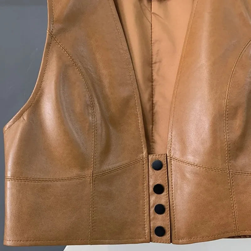 Handmade Ladies Genuine Leather Waistcoat, Vest. A perfect modern and sophisticated layer