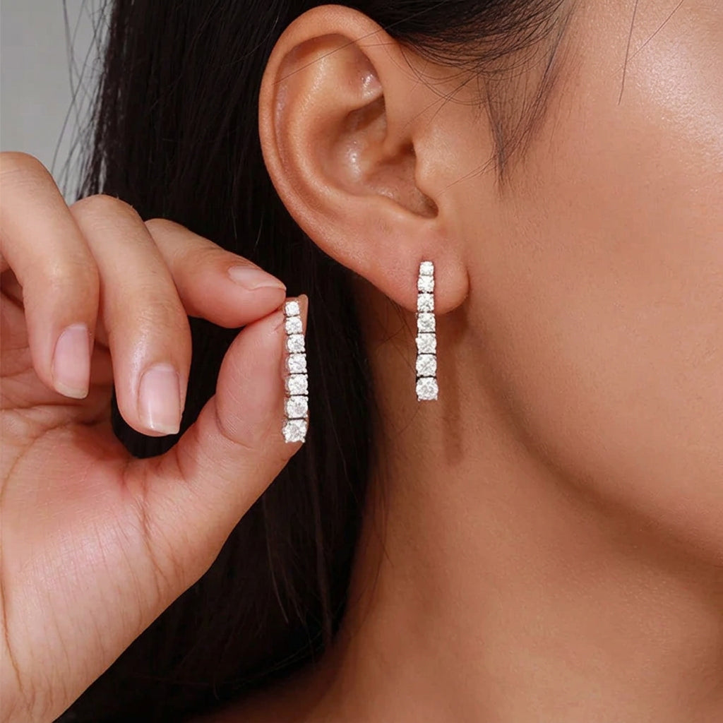 2.82CT Moissanite Drop Earrings – 18K White Gold Plated