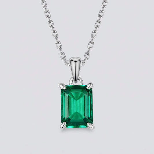 22 Carat Emerald Cut Green Zircon Pendant Necklace