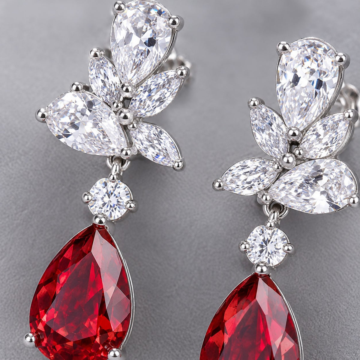 6 Carat Cultivated Ruby and Diamond Earrings