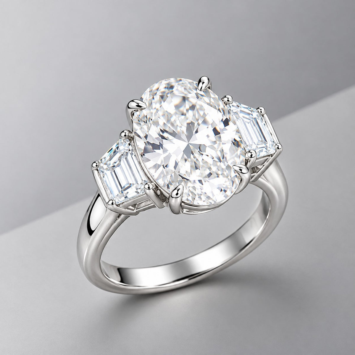 Forever Yours Oval Three-Stone Platinum Engagement Ring