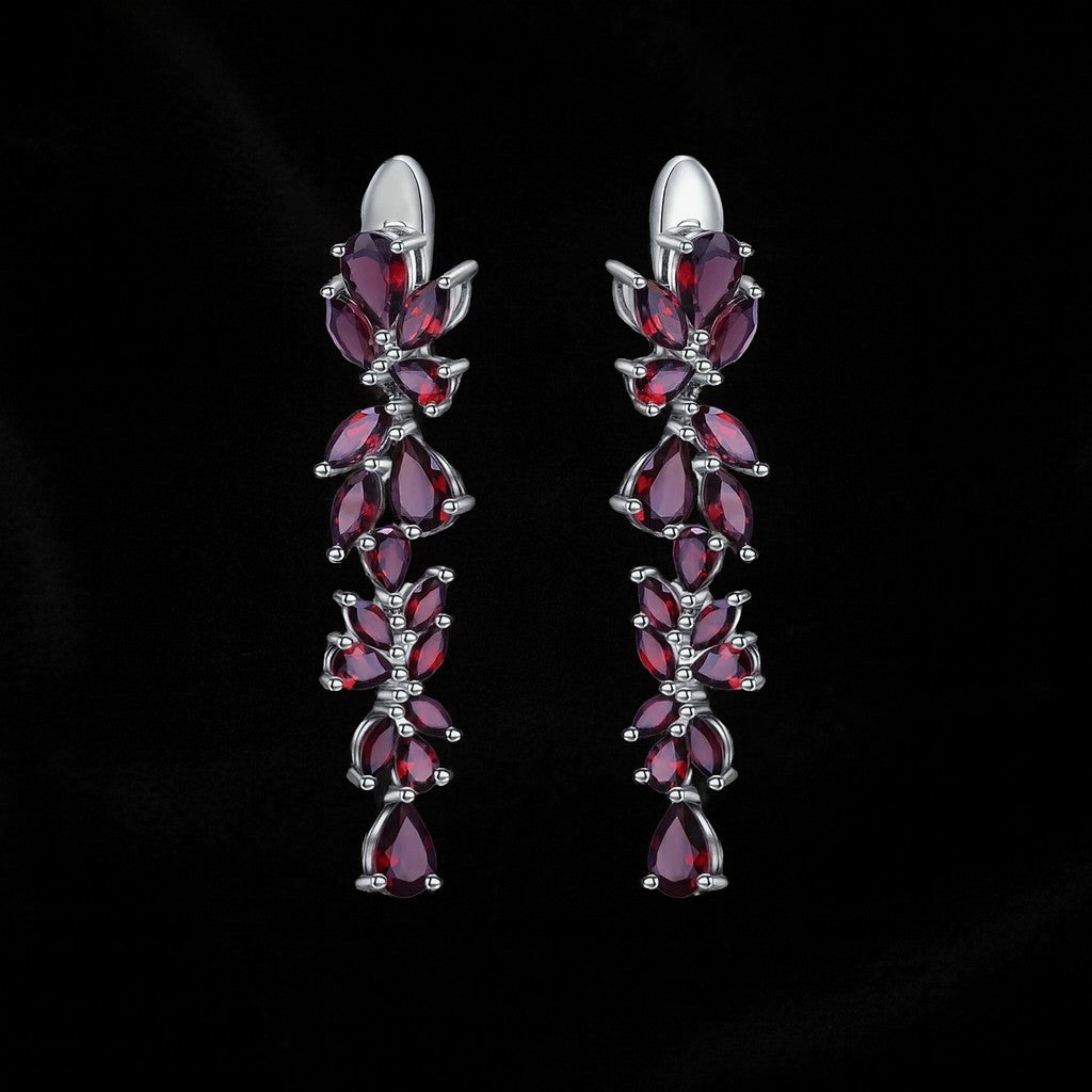 Red Garnet Cascading Drop Earrings