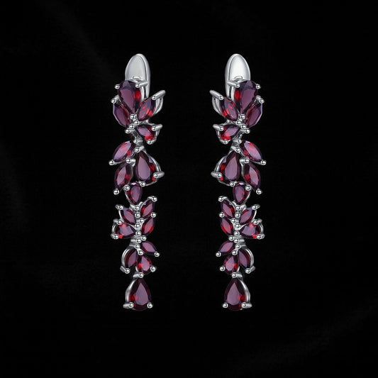 Red Garnet Cascading Drop Earrings