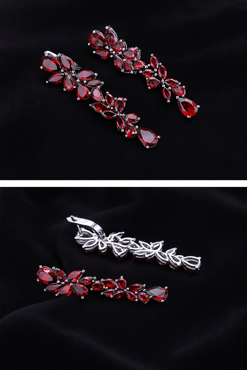Red Garnet Cascading Drop Earrings