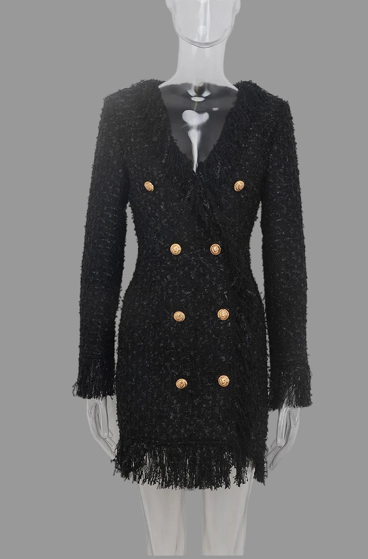 That Little Black Dress for Special Occasions.  Silk Wool Tassel Lace. A Must Have