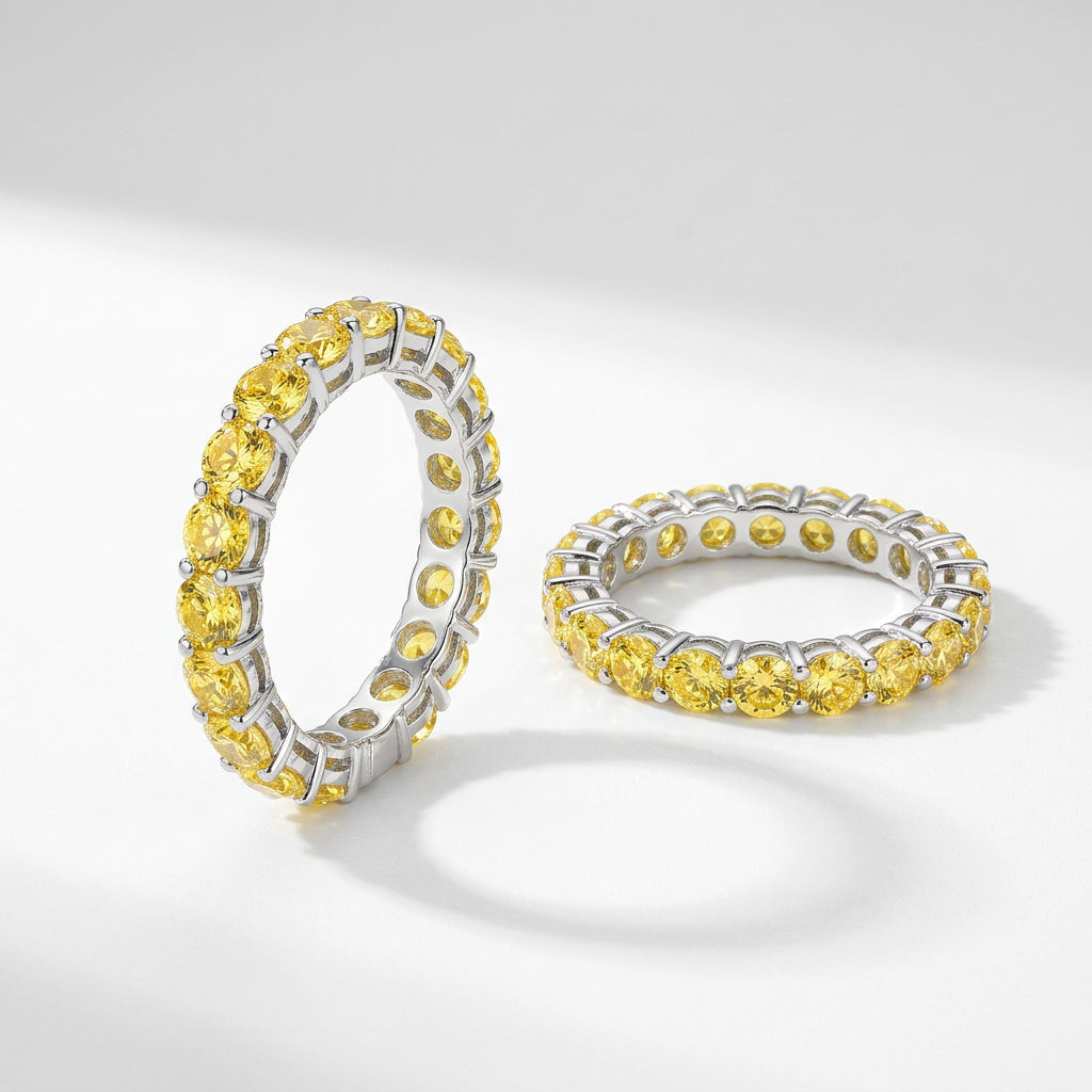 Yellow Hoop Zircon Diamond Earrings