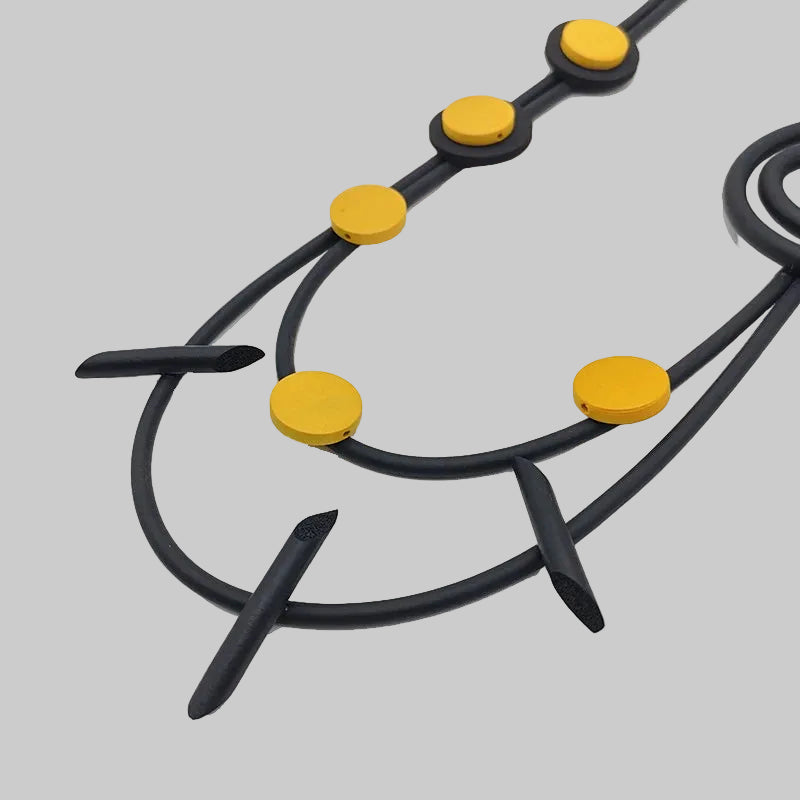 Eco‑Conscious Artisan Necklace — Bold Wood & Rubber Design
