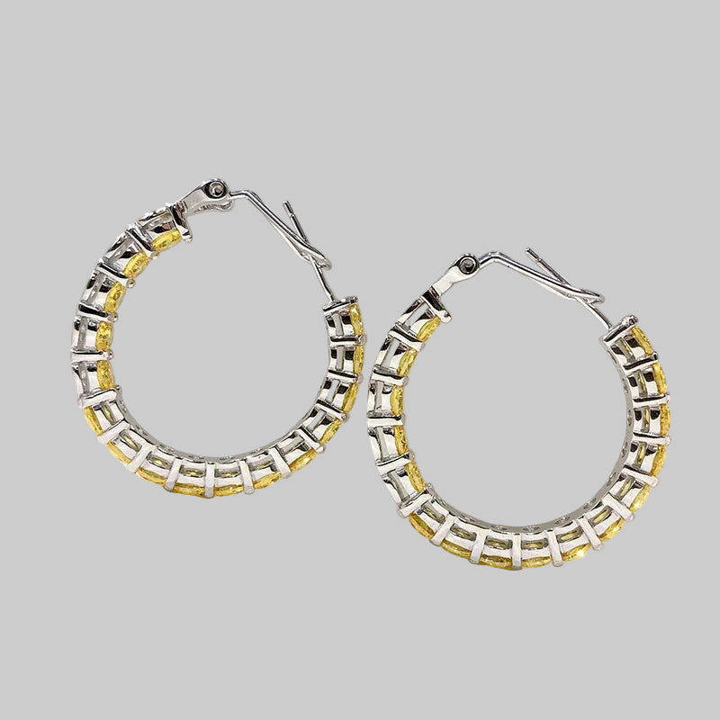Yellow Hoop Zircon Diamond Earrings