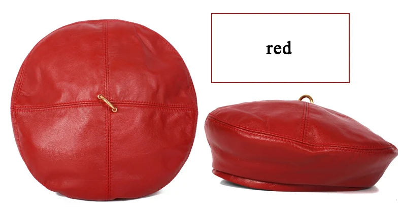 French Style Ladies Beret's Made with Genuine Leather.  A Beret that can be worn for all the seasons.  Practical and Chic