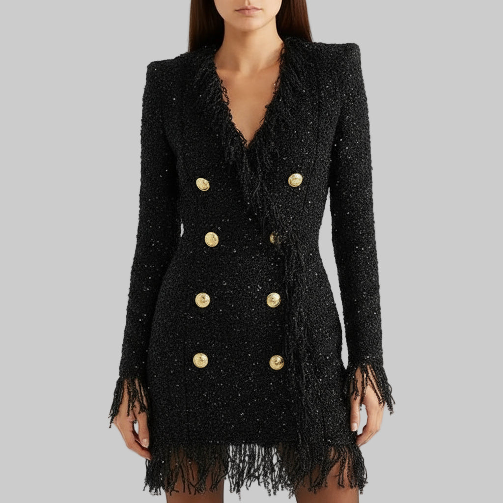 That Little Black Dress for Special Occasions.  Silk Wool Tassel Lace. A Must Have