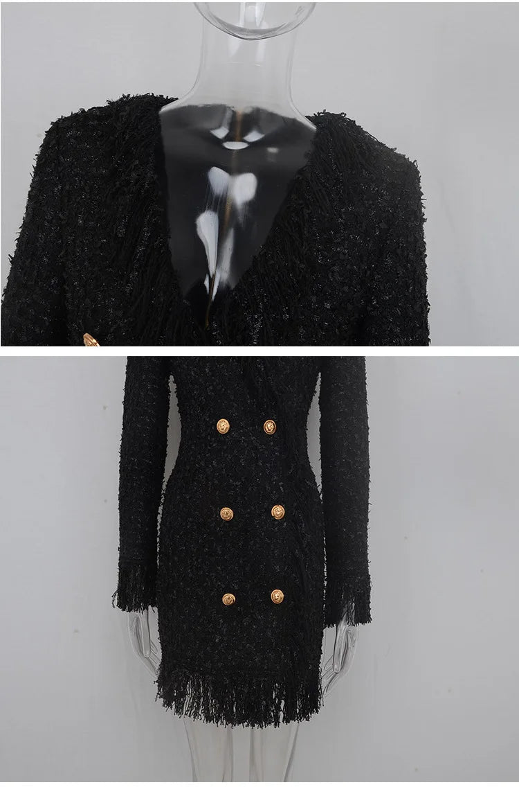 That Little Black Dress for Special Occasions.  Silk Wool Tassel Lace. A Must Have