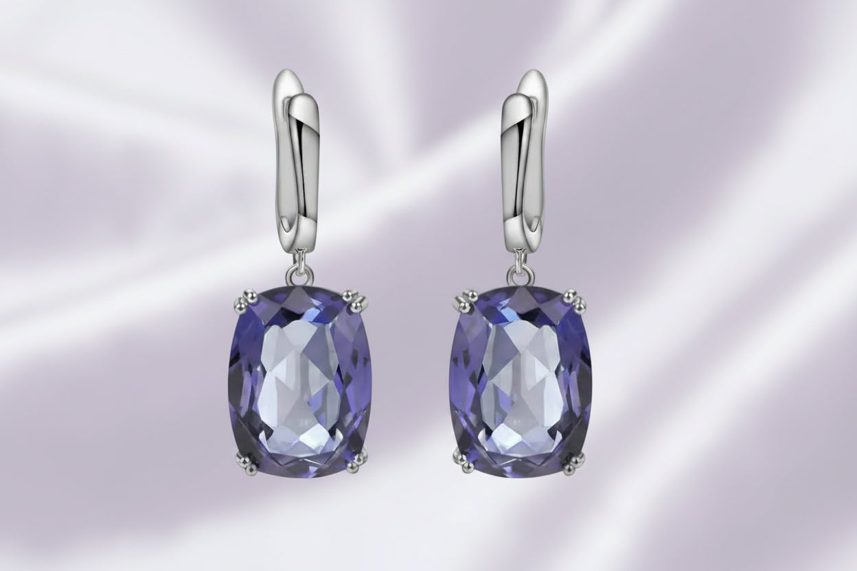 Alluring Iolite Blue Mystic Quartz Drop Earrings