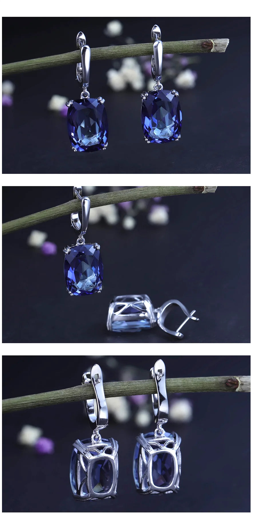 Alluring Iolite Blue Mystic Quartz Drop Earrings
