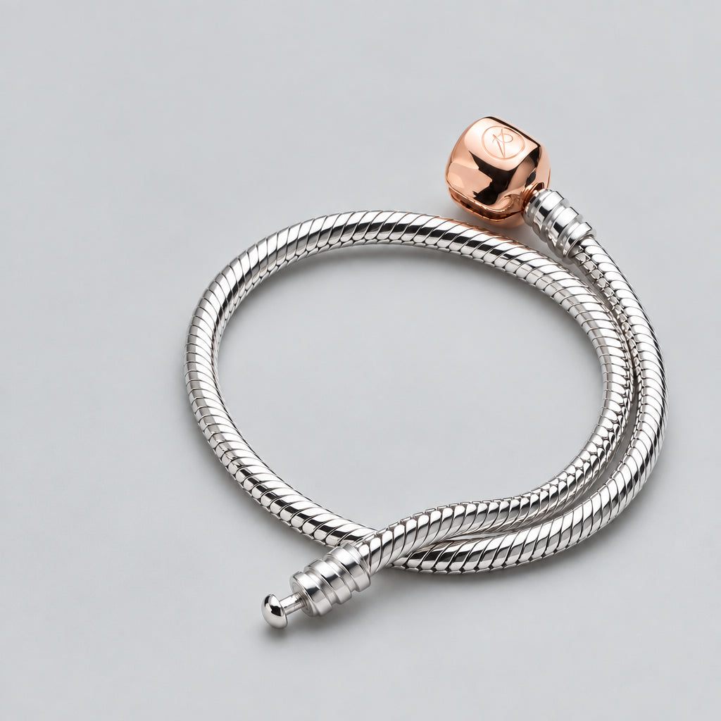 Dainty Rose Gold Snake Bracelet – 925 Sterling Silver