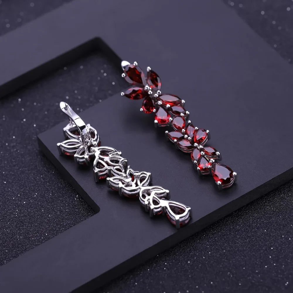 Red Garnet Cascading Drop Earrings