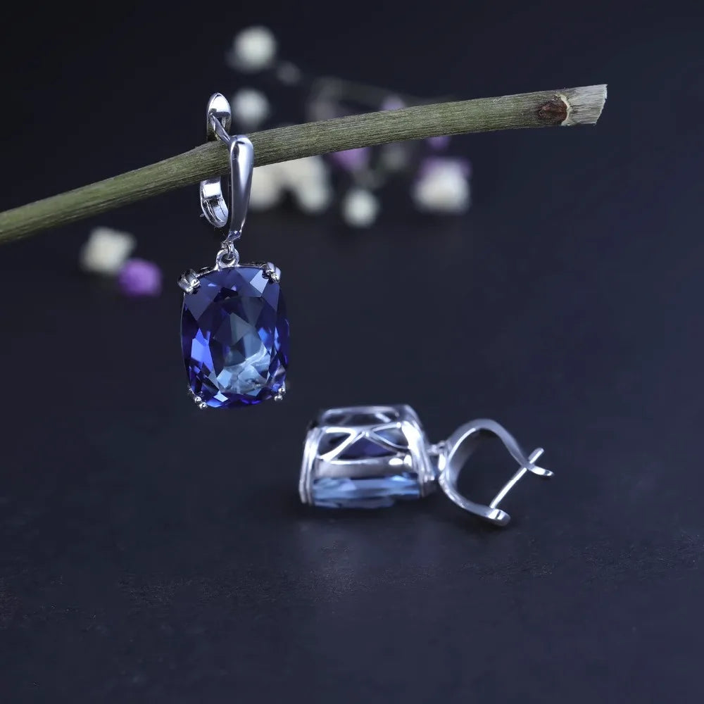 Alluring Iolite Blue Mystic Quartz Drop Earrings