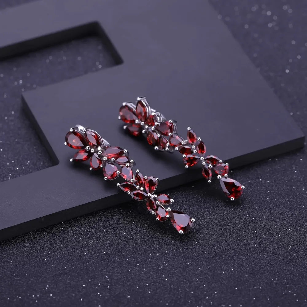 Red Garnet Cascading Drop Earrings