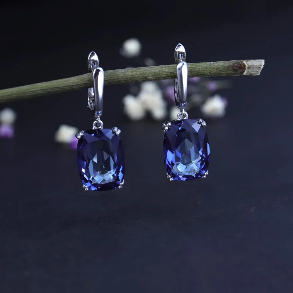 Alluring Iolite Blue Mystic Quartz Drop Earrings