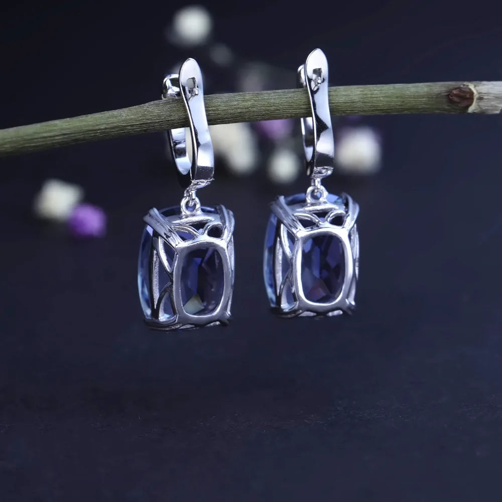 Alluring Iolite Blue Mystic Quartz Drop Earrings