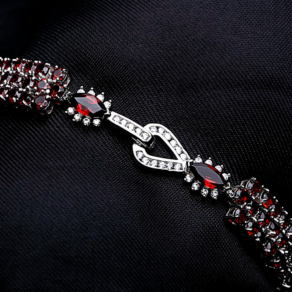 Vintage Style Ladies Bracelet with a choice of Red Garnet, Sky Blue Topaz or Rusian Emerald.