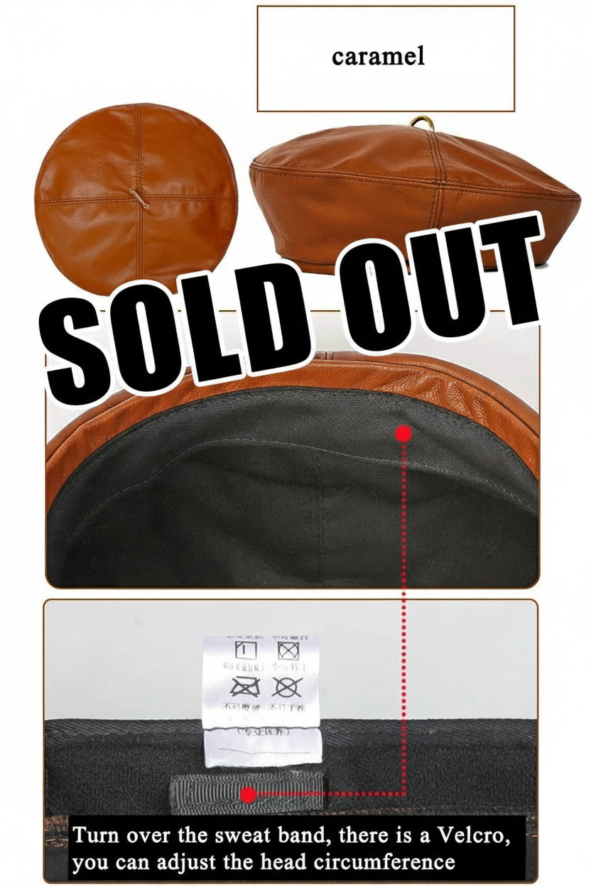 French Style Ladies Beret's Made with Genuine Leather.  A Beret that can be worn for all the seasons.  Practical and Chic