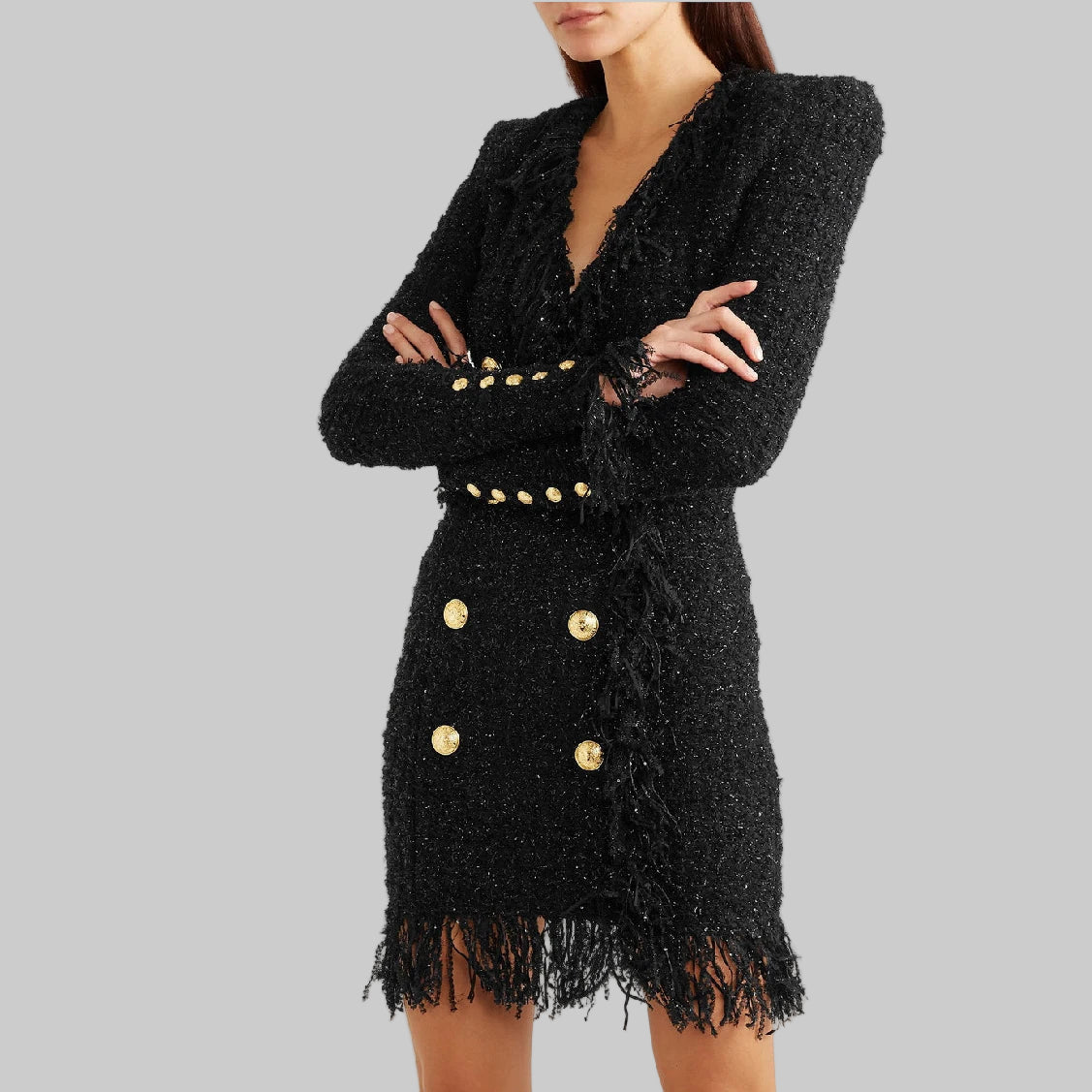That Little Black Dress for Special Occasions.  Silk Wool Tassel Lace. A Must Have