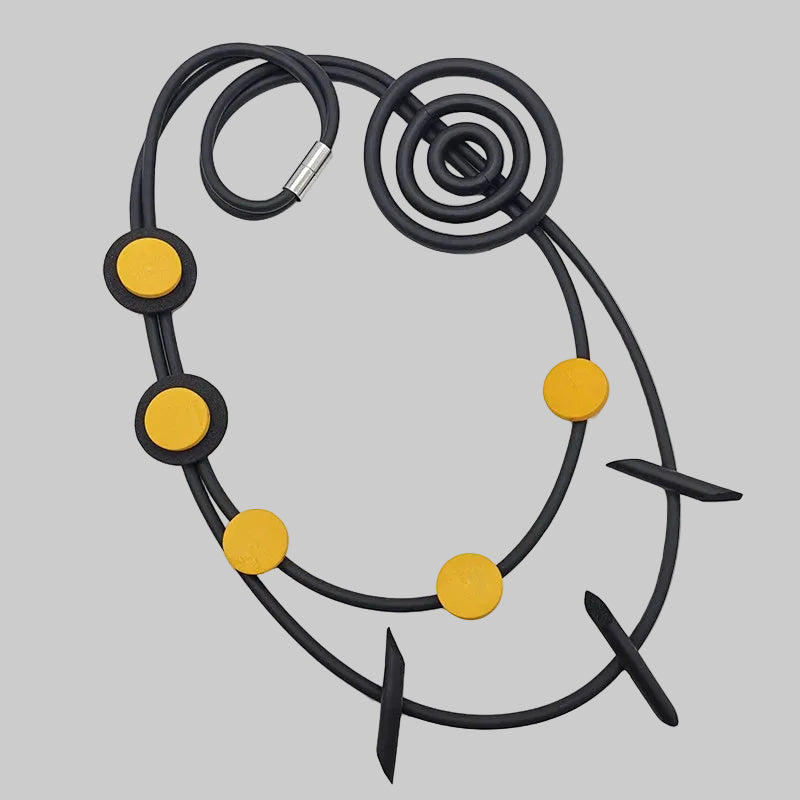 Eco‑Conscious Artisan Necklace — Bold Wood & Rubber Design