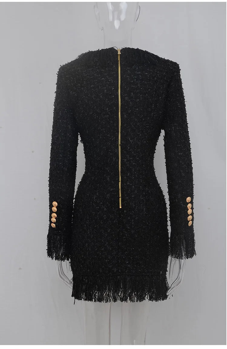 That Little Black Dress for Special Occasions.  Silk Wool Tassel Lace. A Must Have