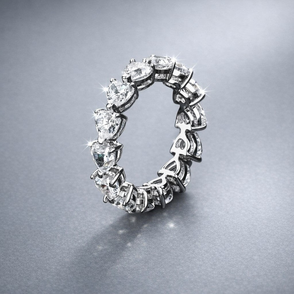 Heart Shaped Moissanite Band. Versatile and Stunning