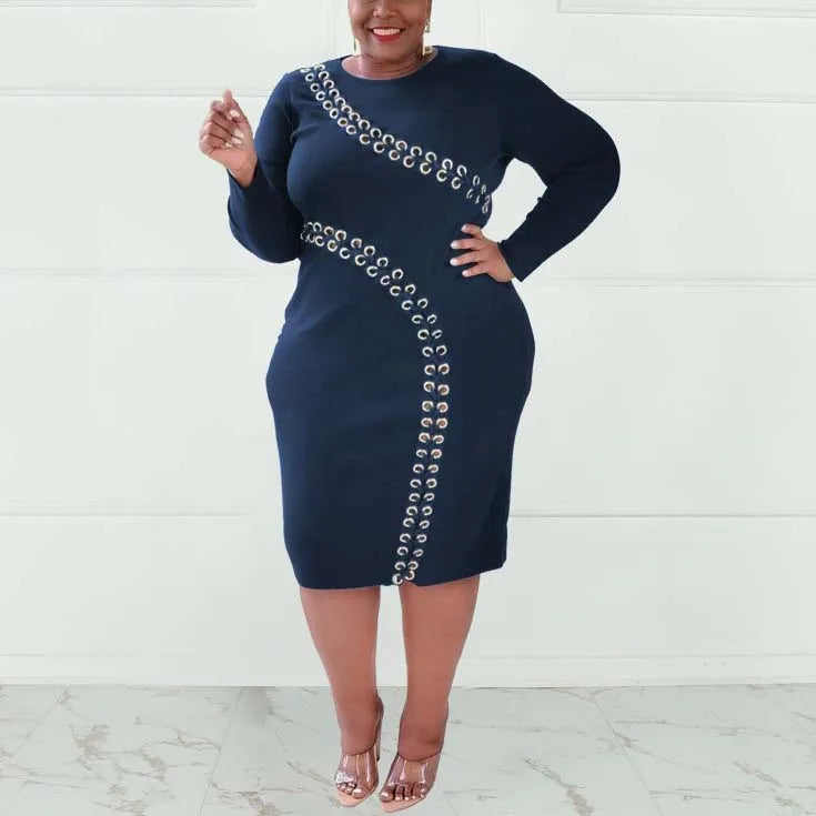 Elegant Mid Calf Dress Made for The Curvy Lady.  Up To Size 5XL