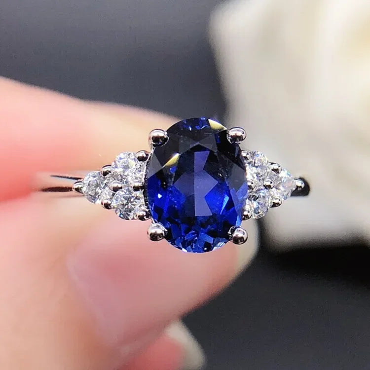 2 Carat Oval Blue Sapphire Ring