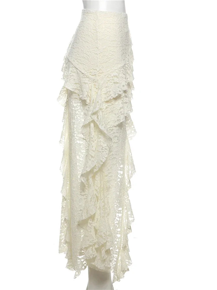 Multi Layered Ruffle Lace Skirt in Three Classic Colors