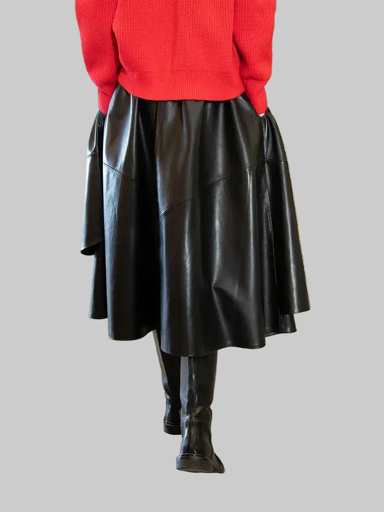Bowknot Genuine Leather Skirt.  Eclectic and Stylish.