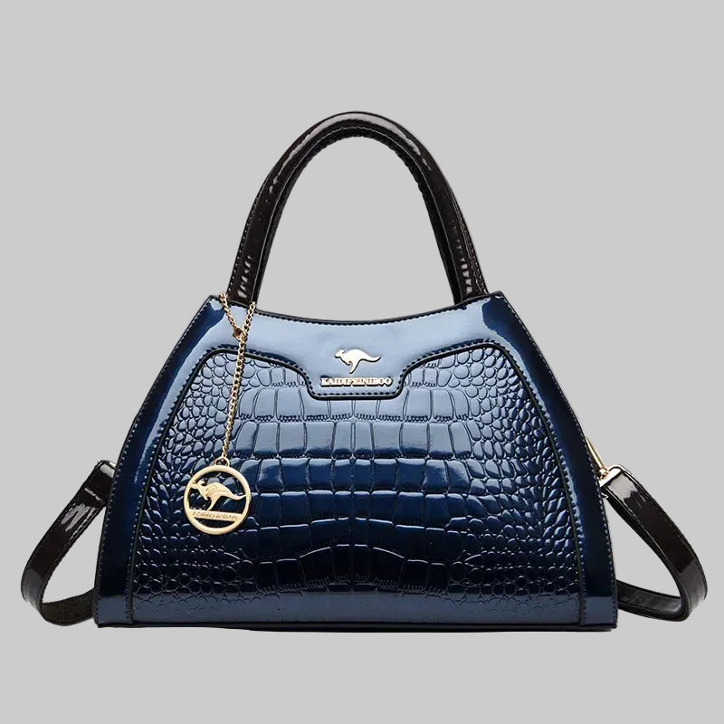 Sleek Women’s Patent Leather Bag with Organized Interior