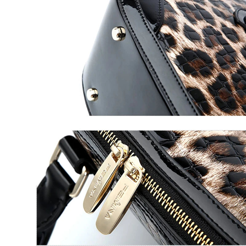 Designer Leopard Print Leather Tote Bag. Hard Outer Shell Giving a Polished Professional Look
