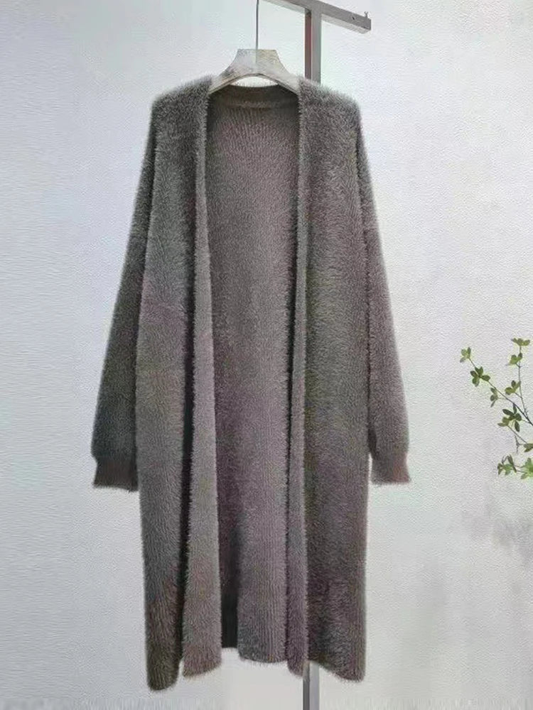 Lazy Relaxed Faux Mink Fleece Cardigan.  Soft with Long Sleeves Perfect for Layering