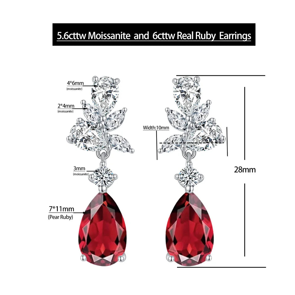 6 Carat Cultivated Ruby and Diamond Earrings