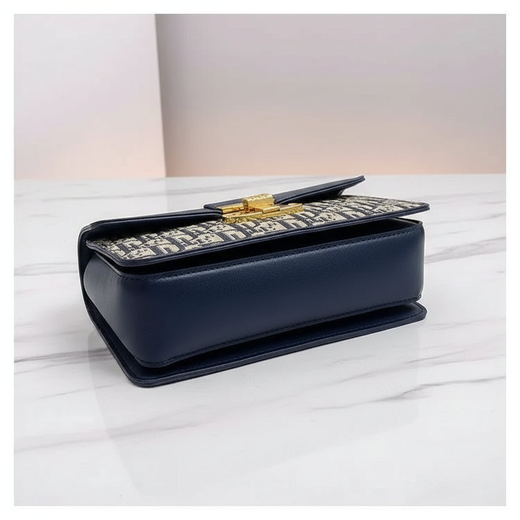 Italian Style Leather Bag.  Sleek Square Shape.  Sophisticated.