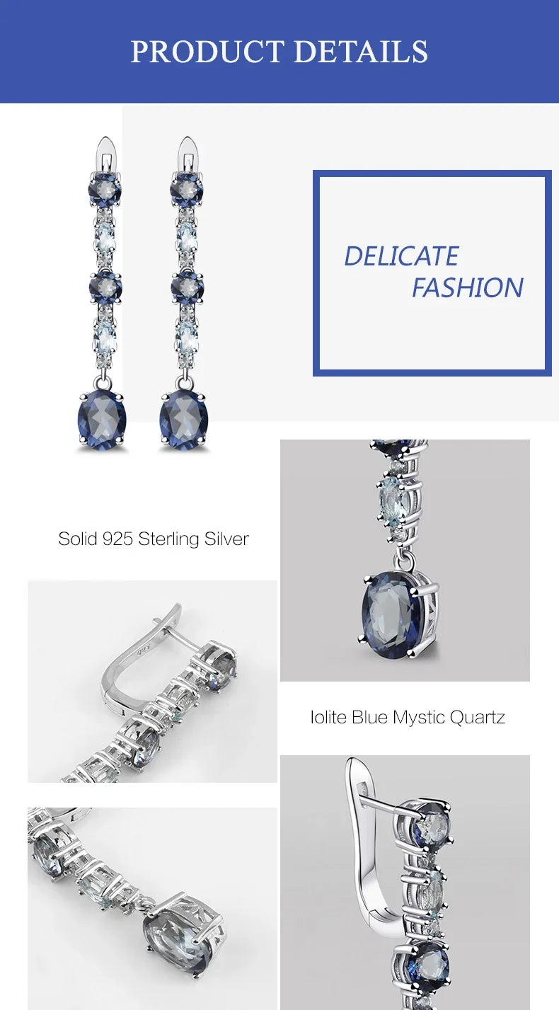 5ct of elegant mystic quartz blue drop earrings. Crafted to capture those special  moments